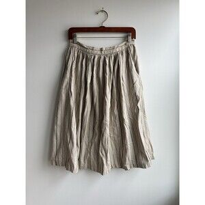 Vintage Pinot Noir A-line Striped Skirt Beige Button Cottage Core Size M